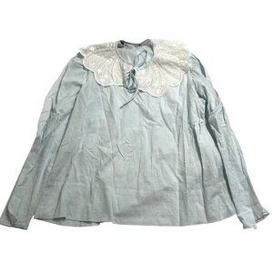 Andion Embroidered Collared Blouse in Blue